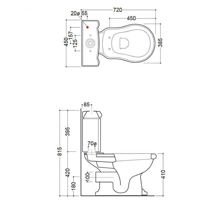 Чаша унитаза KERASAN Retro Унитаз моноблок с выпуском в стену (P). Цвет ...
